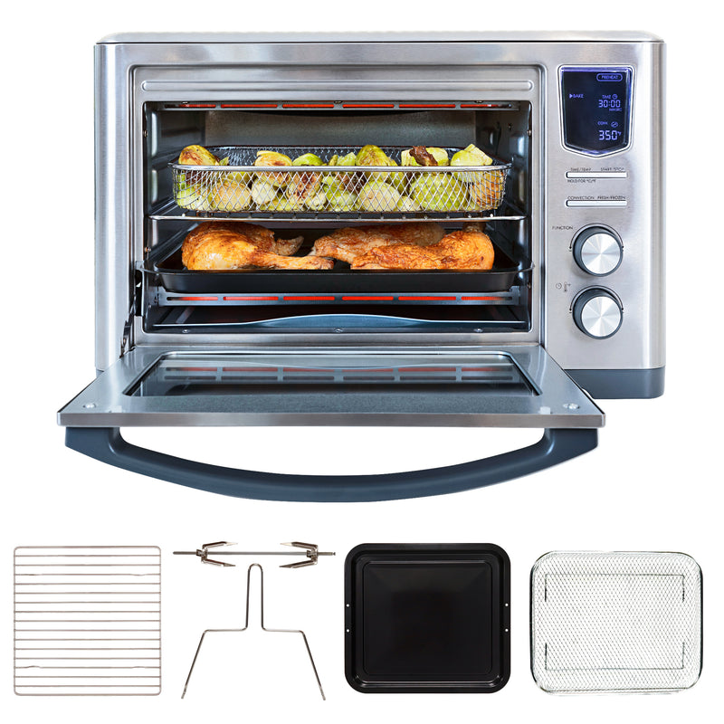 Kenmore 11-In-1 Digital Air Fryer Oven, 24L, 1700W Benchtop Oven, Slow-Cook & Dehydrate, Dishwasher-Safe Accessories (Stainless Steel)